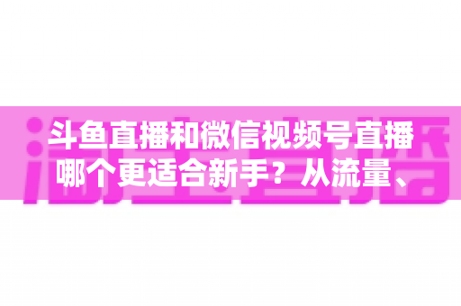 斗鱼直播和微信视频号直播哪个更适合新手?从流量、门槛到变现的全面深度解析指南 斗鱼直播和微信视频号直播哪个更适合新手?从流量、门槛到变现的全面深度解析指南