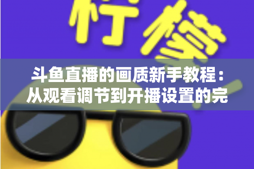 斗鱼直播的画质新手教程：从观看调节到开播设置的完整优化指南