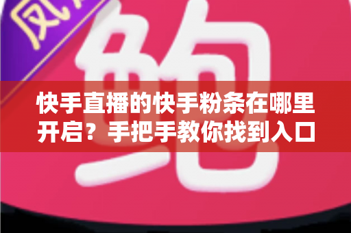 快手直播的快手粉条在哪里开启？手把手教你找到入口并高效投放的完整指南