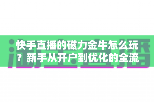 快手直播的磁力金牛怎么玩？新手从开户到优化的全流程实战指南