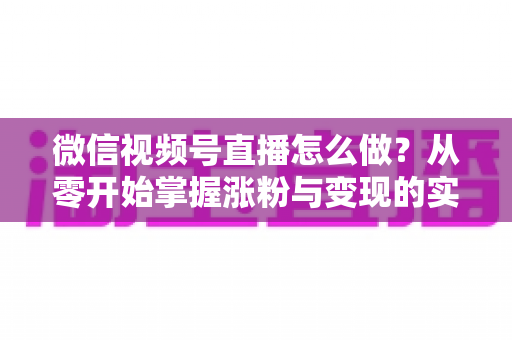 微信视频号直播怎么做?从零开始掌握涨粉与变现的实战全攻略 微信视频号直播怎么做?从零开始掌握涨粉与变现的实战全攻略