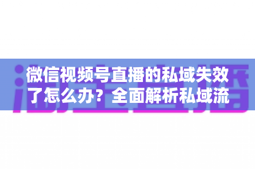 微信视频号直播的私域失效了怎么办?全面解析私域流量困局与实战破解策略 微信视频号直播的私域失效了怎么办?全面解析私域流量困局与实战破解策略