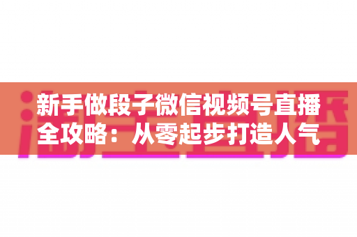 新手做段子微信视频号直播全攻略:从零起步打造人气直播间的实战指南 新手做段子微信视频号直播全攻略:从零起步打造人气直播间的实战指南