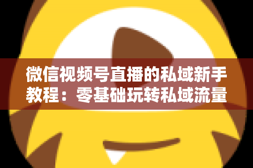 微信视频号直播的私域新手教程:零基础玩转私域流量运营与变现全攻略 微信视频号直播的私域新手教程:零基础玩转私域流量运营与变现全攻略