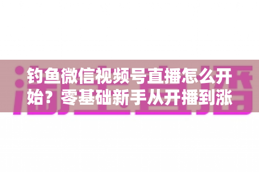 钓鱼微信视频号直播怎么开始?零基础新手从开播到涨粉变现的完整实战指南 钓鱼微信视频号直播怎么开始?零基础新手从开播到涨粉变现的完整实战指南