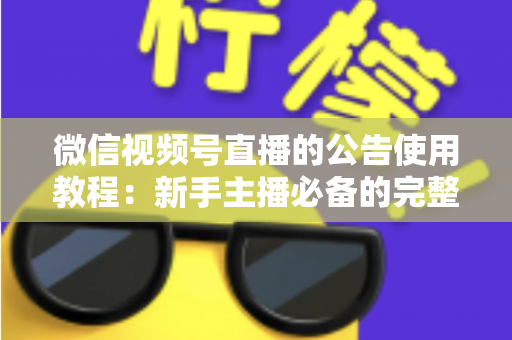 微信视频号直播的公告使用教程：新手主播必备的完整操作指南与实战技巧